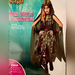 Spirit Dark Forest Enchantress Costume - Green and Black Size 12-14